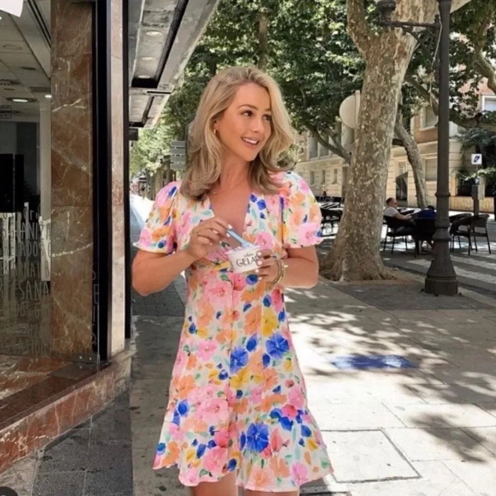 ZARA FLORAL PRINTED MINI DRESS - Picture 6 of 9